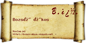 Bozsó Ákos névjegykártya